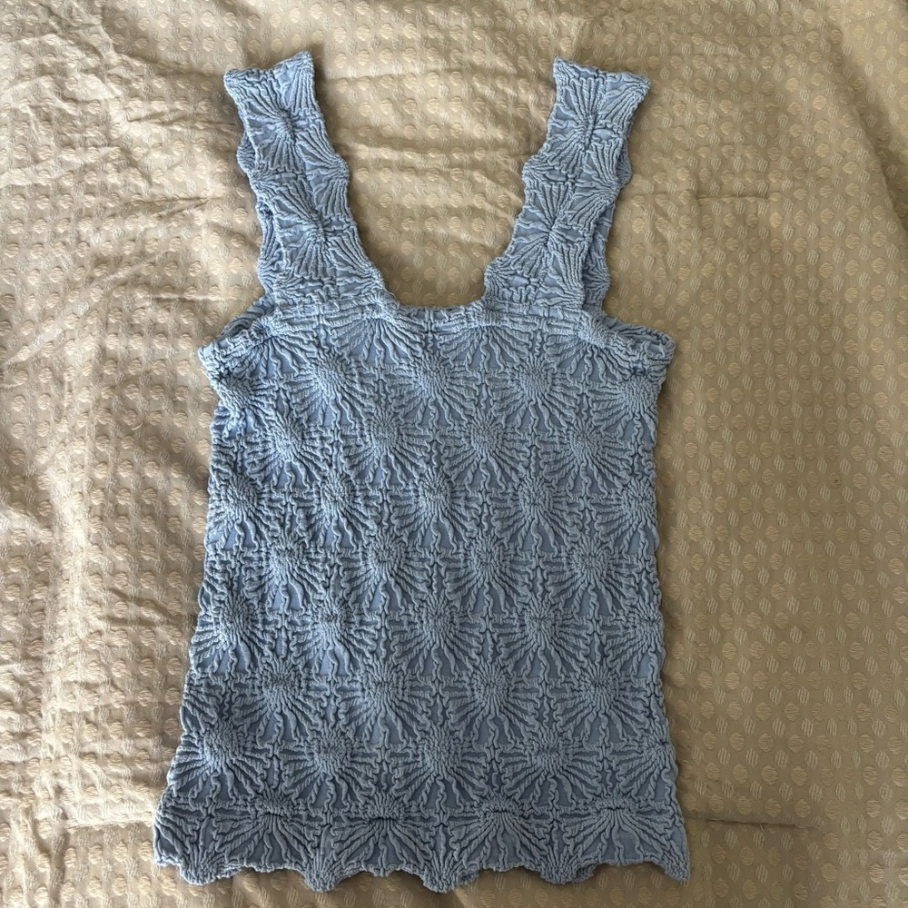 Altar'd State Blue Ruffled Tank Top